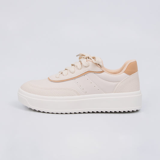 Vancouver - Tênis Feminino Casual Plataforma Off-White/Nude