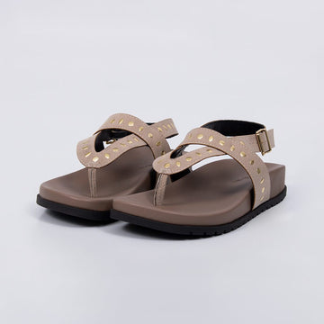 Odara - Sandália Papete Feminina Plataforma Tira Tachas Cinza