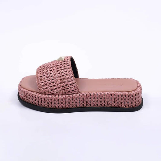 Capri - Flatform Feminina Aplicação Palha Rosa Antique