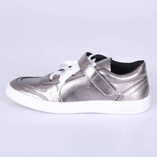 Mia - Tênis Feminino Cadarço Velcro Prata Velho
