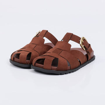 Lima - Clog Feminino Tiras Largas Fivela Lateral Marrom