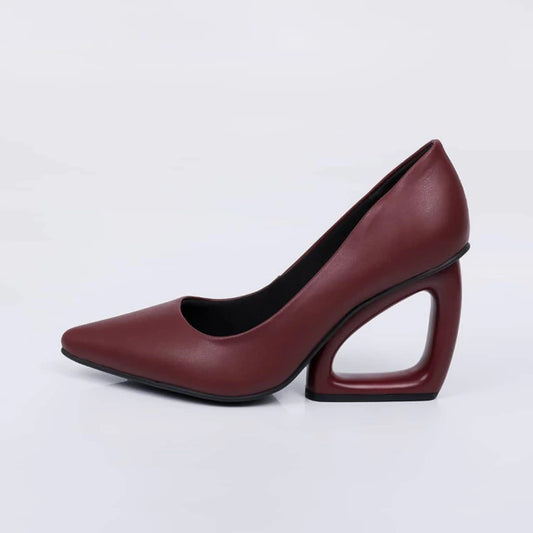 Dara - Scarpin Feminino Salto Geométrico Bico Vermelho