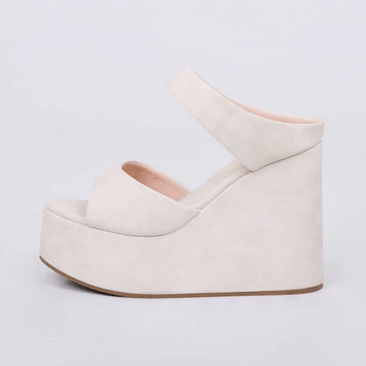 Canadá - Tamanco Feminino Anabela de Camurça Off-White