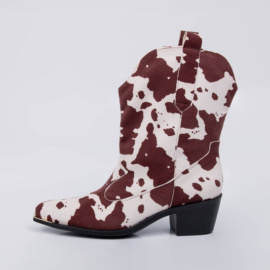 Texas - Bota Feminina Texana Bico Fino Vaca Marrom