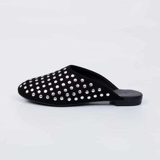 Sue - Clog Feminino Camurça Aplicação Preto