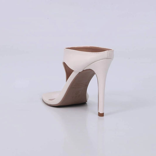 Mábi - Tamanco Feminino Salto Alto Tira Central Off-white