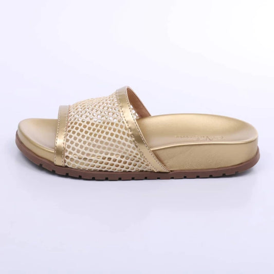 Rio - Papete Feminina Anatômica Tela Bico Redondo Dourada