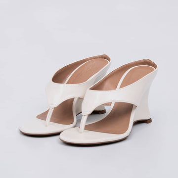 Bali - Tamanco Feminino Salto Plataforma Tira Off-white