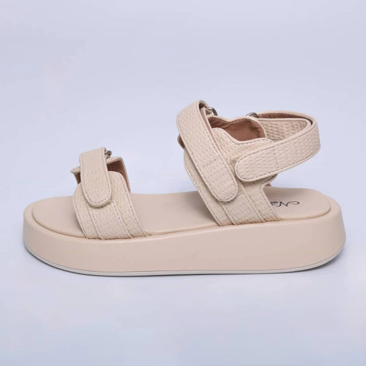 Moscou - Sandália Papete Feminina Flatform Velcro Bege