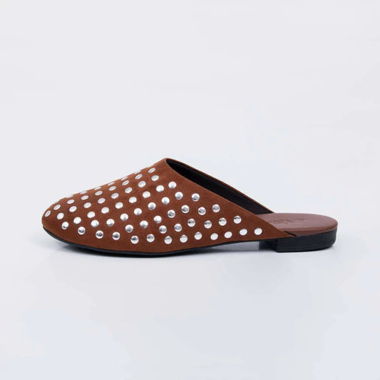 Sue - Clog Feminino Camurça Aplicação Marrom