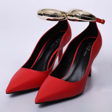 Cassandra - Scarpin Feminino Bico Fino Salto Alto Vermelho