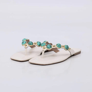 Mabel - Rasteira Feminina Dedo Aplicação Azul Off-white