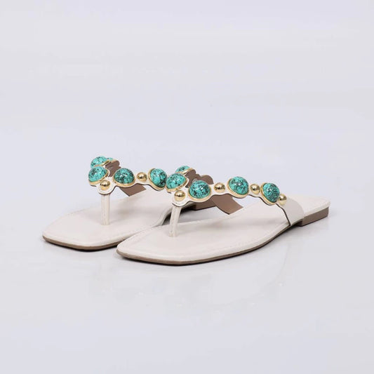 Mabel - Rasteira Feminina Dedo Aplicação Azul Off-white