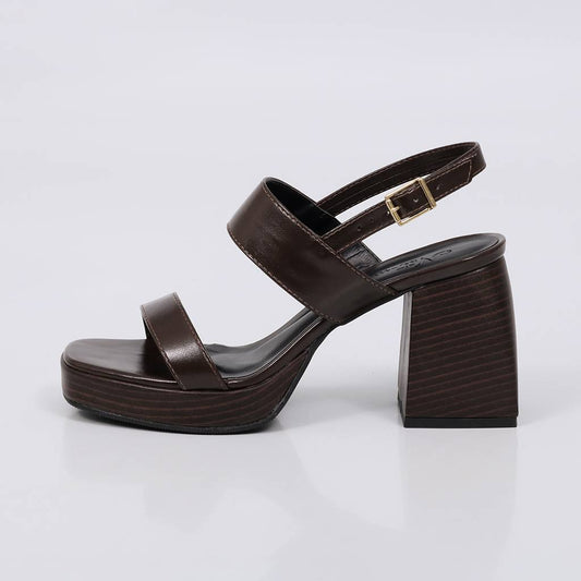 Turquia - Sandália Feminina Plataforma Salto Bloco Amadeirado Marrom