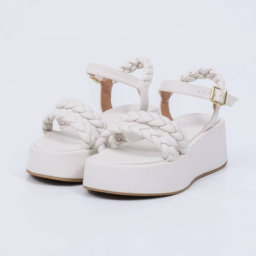 Noa - Sandália Plataforma Feminina Tiras Trançadas Off-white