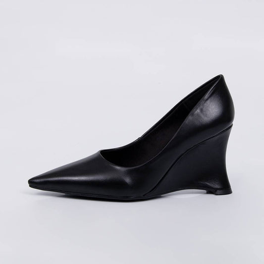 Verona - Scarpin Feminino Salto Anabela Bico Fino Preto