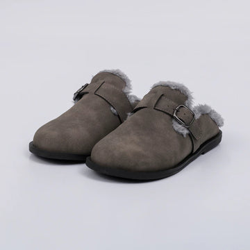 Firenze - Clog Feminino Peluciado Com Fivela Cinza