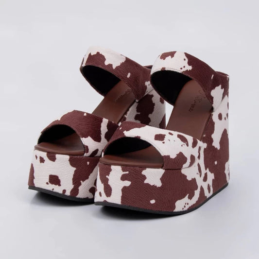 Canadá - Tamanco Feminino Anabela Vaca Marrom