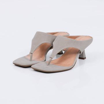 Capri - Tamanco Feminino Bico Quadrado Salto Geométrico Off-white