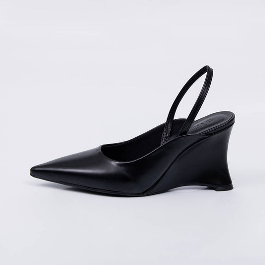 Boston – Scarpin Feminino Slingback Salto Anabela Preto