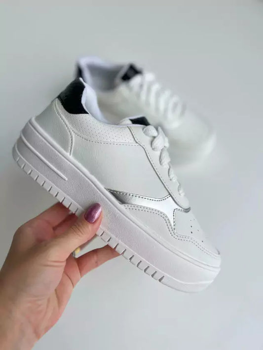 Belmont - Tênis Feminino Casual Cadarço Plataforma Branco/Preto