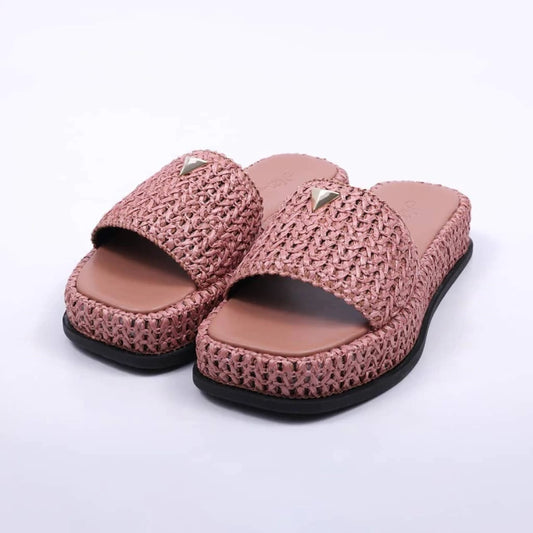 Capri - Flatform Feminina Aplicação Palha Rosa Antique