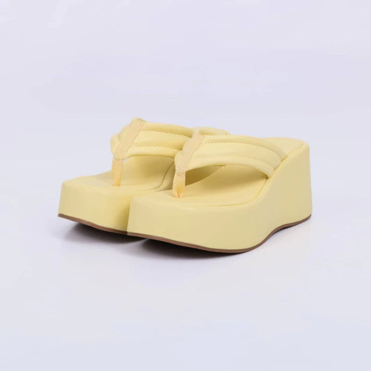 Jenna - Tamanco Feminino Plataforma Tira De Dedo Amarelo
