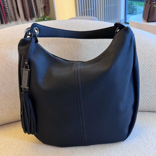 Madonna - Bolsa Feminina Ombro Zíper Tassel Decorativo Preto