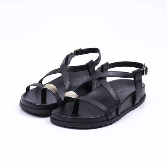 Milan - Sandália Papete Feminina Anatômica Com Aplicação Preta