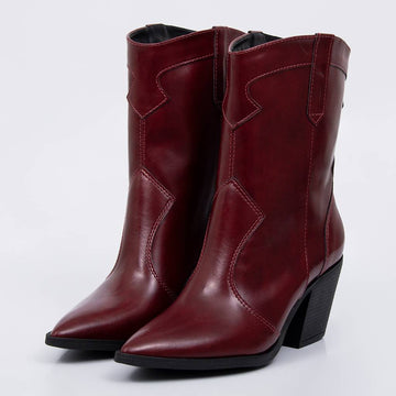 Piton - Bota Feminina Cano Médio Bico Fino Salto Bordo
