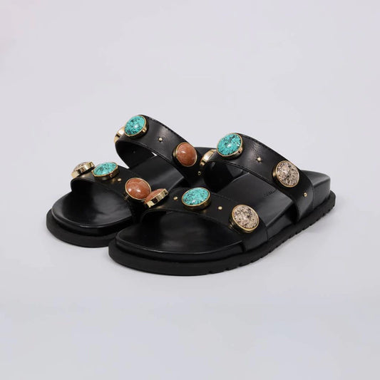 Leona - Papete Feminina Anatômica Aplicações Pedras Preto