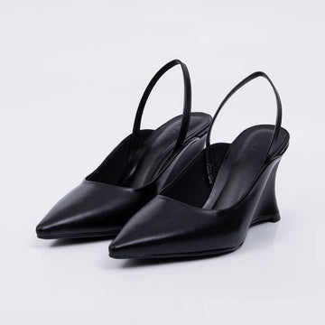 Boston – Scarpin Feminino Slingback Salto Anabela Preto
