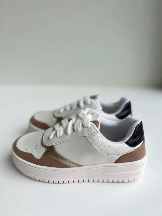 Belmont - Tênis Feminino Casual Cadarço Plataforma Branco/Rosado