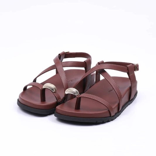 Milan - Sandália Papete Feminina Anatômica Com Aplicação Marrom