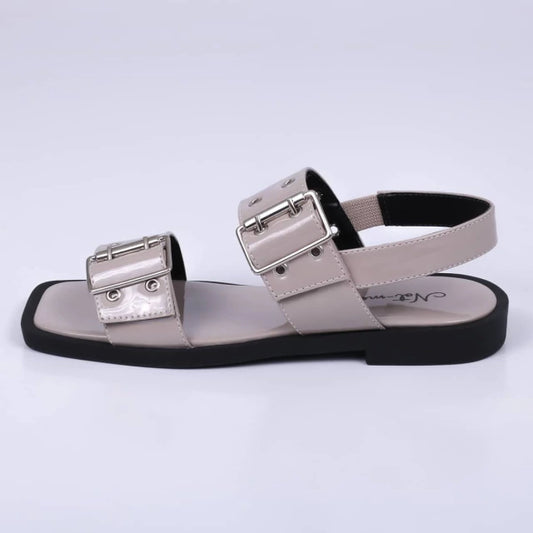 Mila - Sandália Not-me Rasteira Cinza