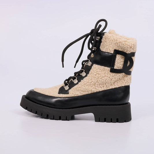 Sibéria - Coturno Feminino Tratorada Forrada Salto Plataforma Preto