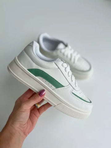 Murray - Tênis Feminino Plataforma Cadarço Branco/Pistache