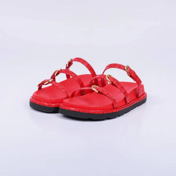 Duke - Papete Feminina Anatômica Bico Redondo Aplicação Vermelha