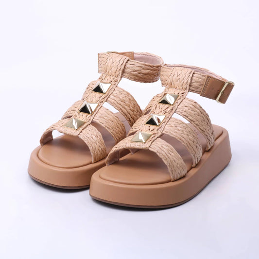 Quebec - Sandália Feminina Flatform Fisherman Nude Palha