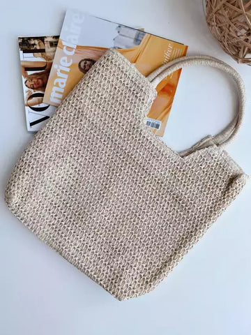 Gio - Bolsa Strow Tote Bag Palha Off-white