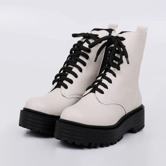 Box - Coturno Feminino Tratorado com Cadarço Cinza