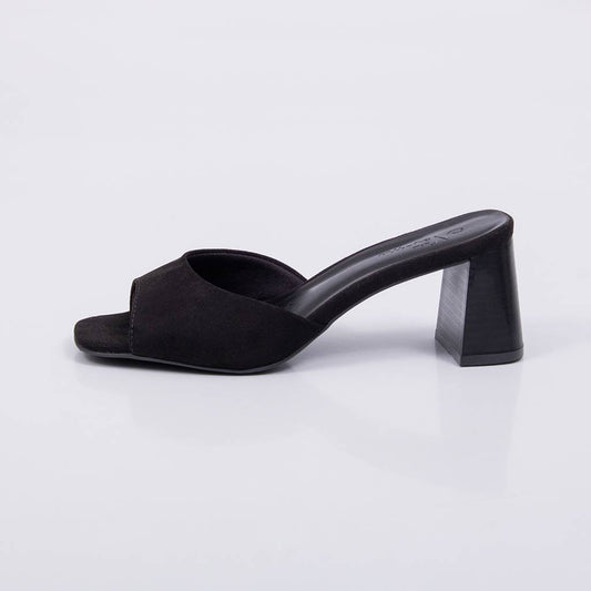 Pequim - Tamanco Feminino Camurça Salto Grosso Preto