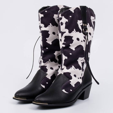 Silo - Bota Feminina Cano Curto Salto Baixo Bico Fino Vaca Preto