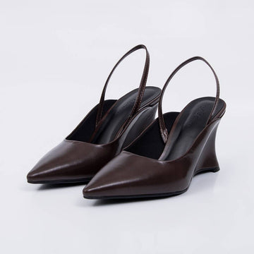 Boston – Scarpin Feminino Slingback Salto Anabela Marrom