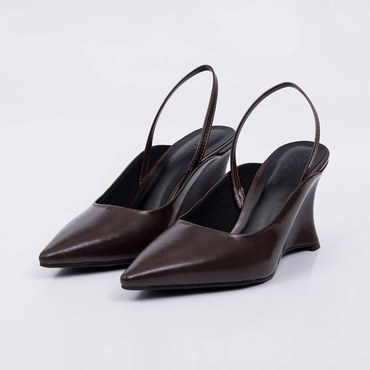 Boston – Scarpin Feminino Slingback Salto Anabela Marrom