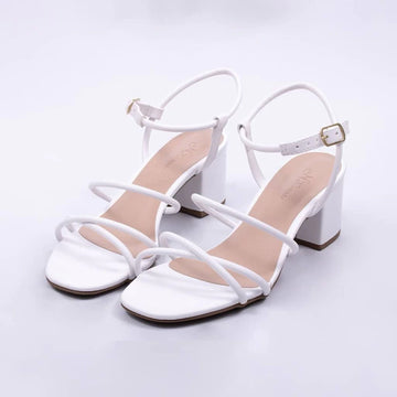 Irlanda - Sandália Feminina Tamanco Bico Redondo Fivela Branca