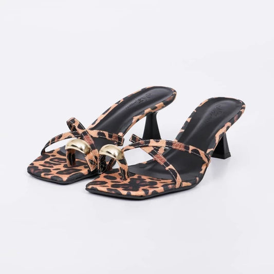 Espanha - Tamanco Feminino Aplicação Bico Quadrado Onça