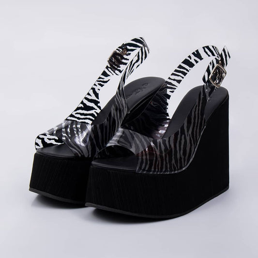Ipanema - Tamanco Feminino Anabela Fivela Vinil Zebra