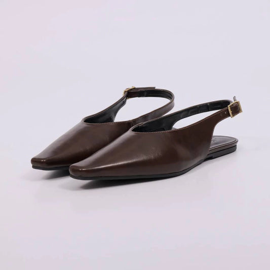 Selva - Sapatilha Feminino Casual Baixo Slingback Marrom Escuro
