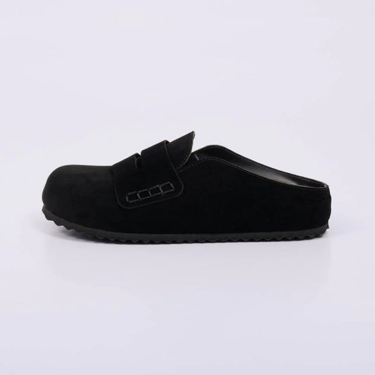 Noemi - Sapato Feminino Flat Fechado Camurça Preto